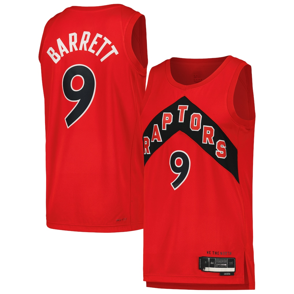 Pouc T.Raptors #9 RJ Barrett Red Swingman Player Jerseys - Icon Edition