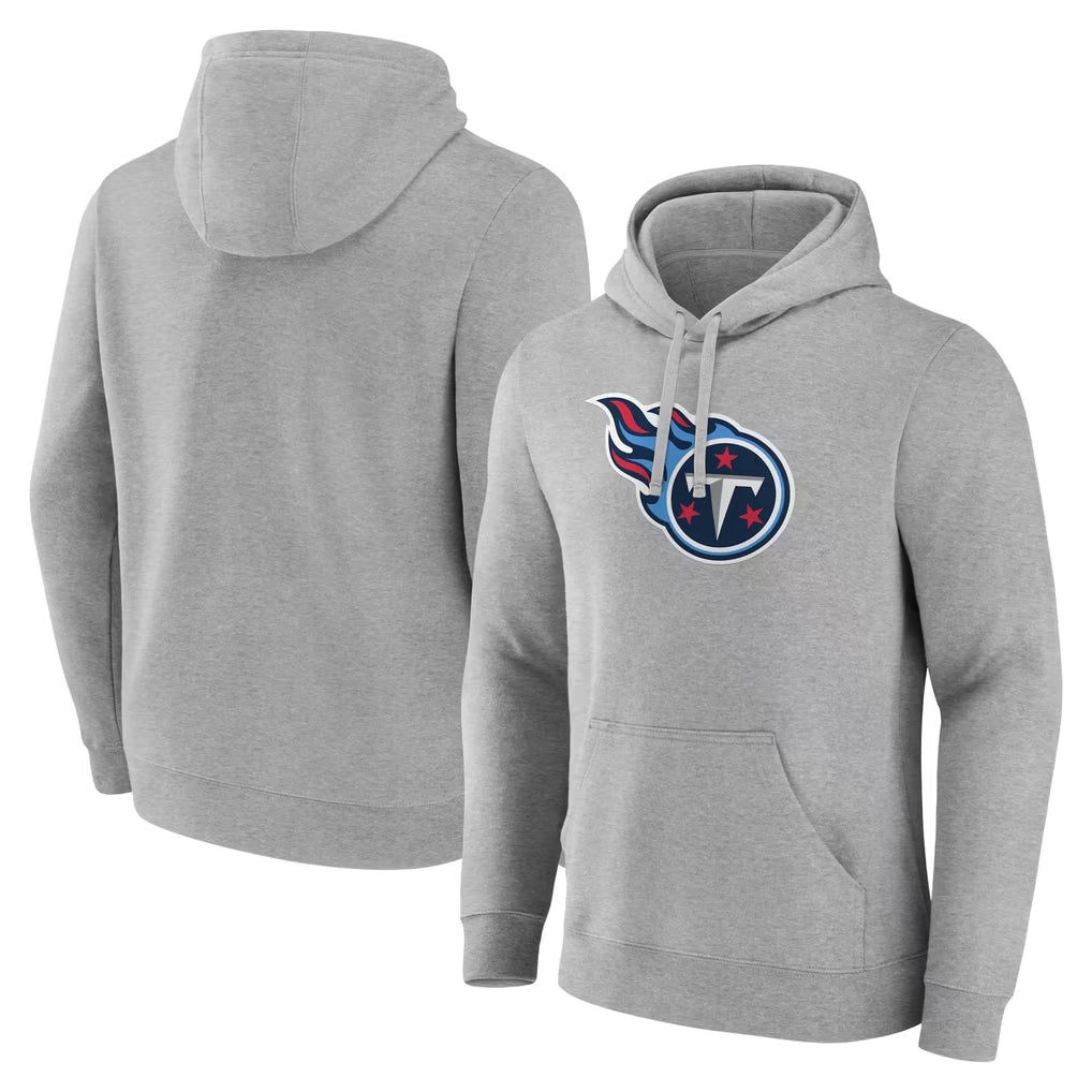 Pouc T.Titans Light Gray LOGO Pullover Hoodies Home Game Blank Player Stitched Jerseys