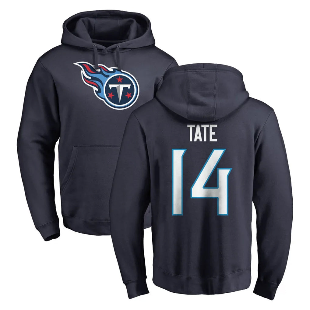 Pouc T.Titans #14 Carnell Tate Player Navy Logo Pullover Hoodies Home Game Stitched Jerseys