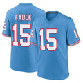 Pouc T.Titans #15 Keldric Faulk Player Light Blue Oilers Throwback Home Game Stitched Jerseys