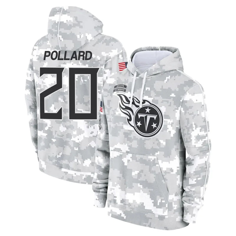 Pouc T.Titans #20 Tony Pollard Player Arctic Camo Salute To Service Hoodies Game Stitched Jerseys