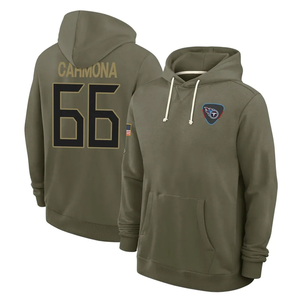 Pouc T.Titans #66 Fernando Carmona Jr. Player Olive Salute to Service Hoodies Home Game Stitched Jerseys