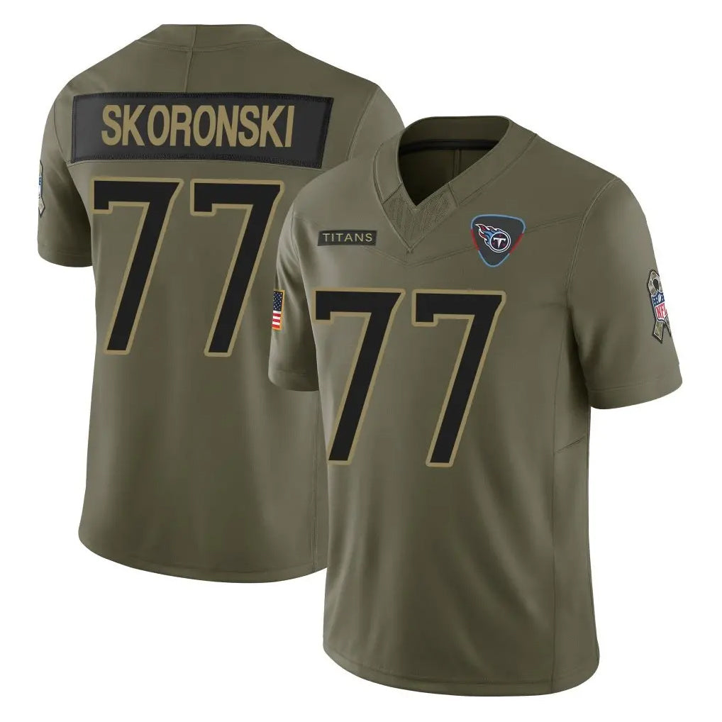 Pouc T.Titans #77 Peter Skoronski Player Olive Limited 2025 Salute to Service Home Game Stitched Jerseys