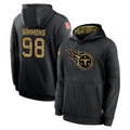 Pouc T.Titans #98 Jeffery Simmons Player Black Salute to Service Sideline Performance Pullover Hoodies Home Game Stitched Jerseys