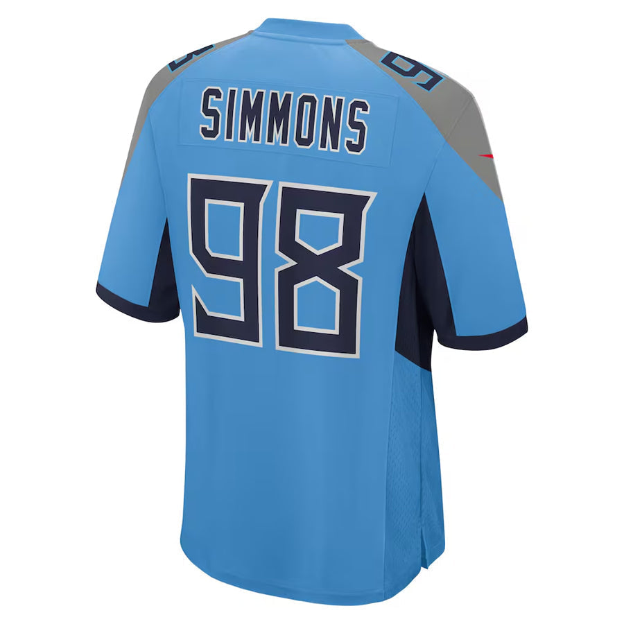 Pouc T.Titans #98 Jeffery Simmons Player Light Blue Home Game Stitched Jerseys