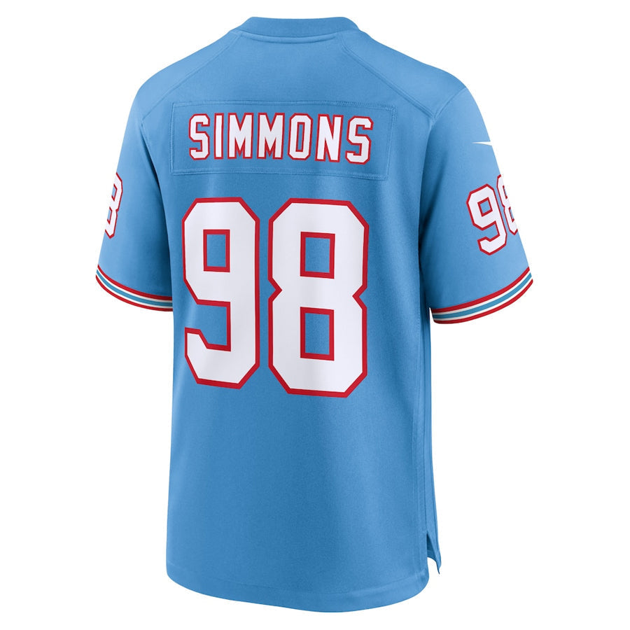 Pouc T.Titans #98 Jeffery Simmons Player Light Blue Throwback Alternate Game Stitched Jerseys