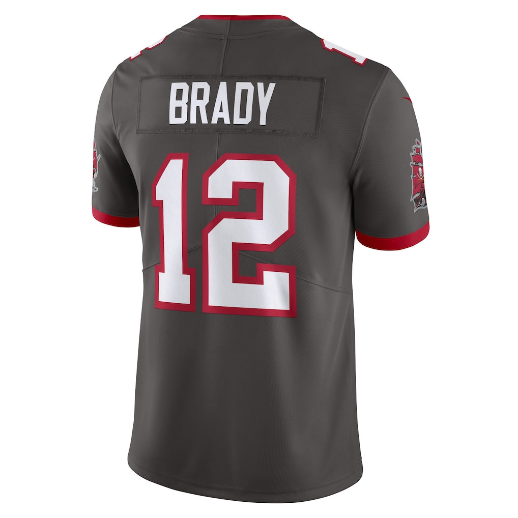 Pouc TB.Buccaneers #12 Tom Brady Player Pewter Vapor F.U.S.E. Limited Stitched Jerseys