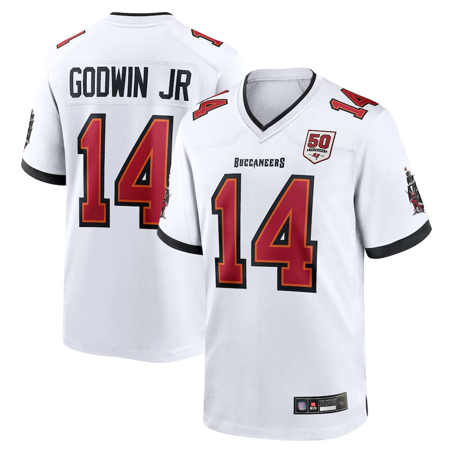 Pouc TB.Buccaneers #14 Chris Godwin Jr. Player White 50th Anniversary Game Stitched Jerseys