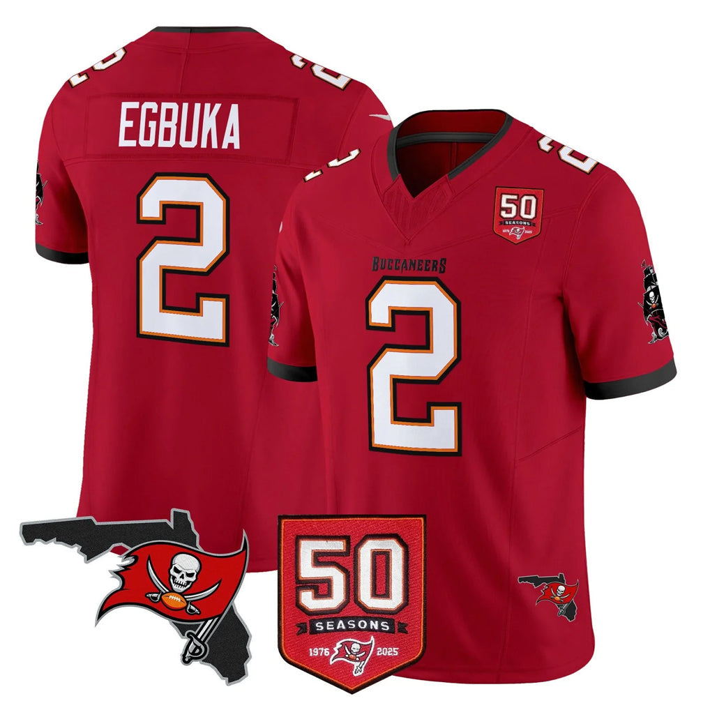 Pouc TB.Buccaneers #2 Emeka Egbuka Player Red Limited 2026 Season Vapor F.U.S.E. Home Game Stitched Jerseys