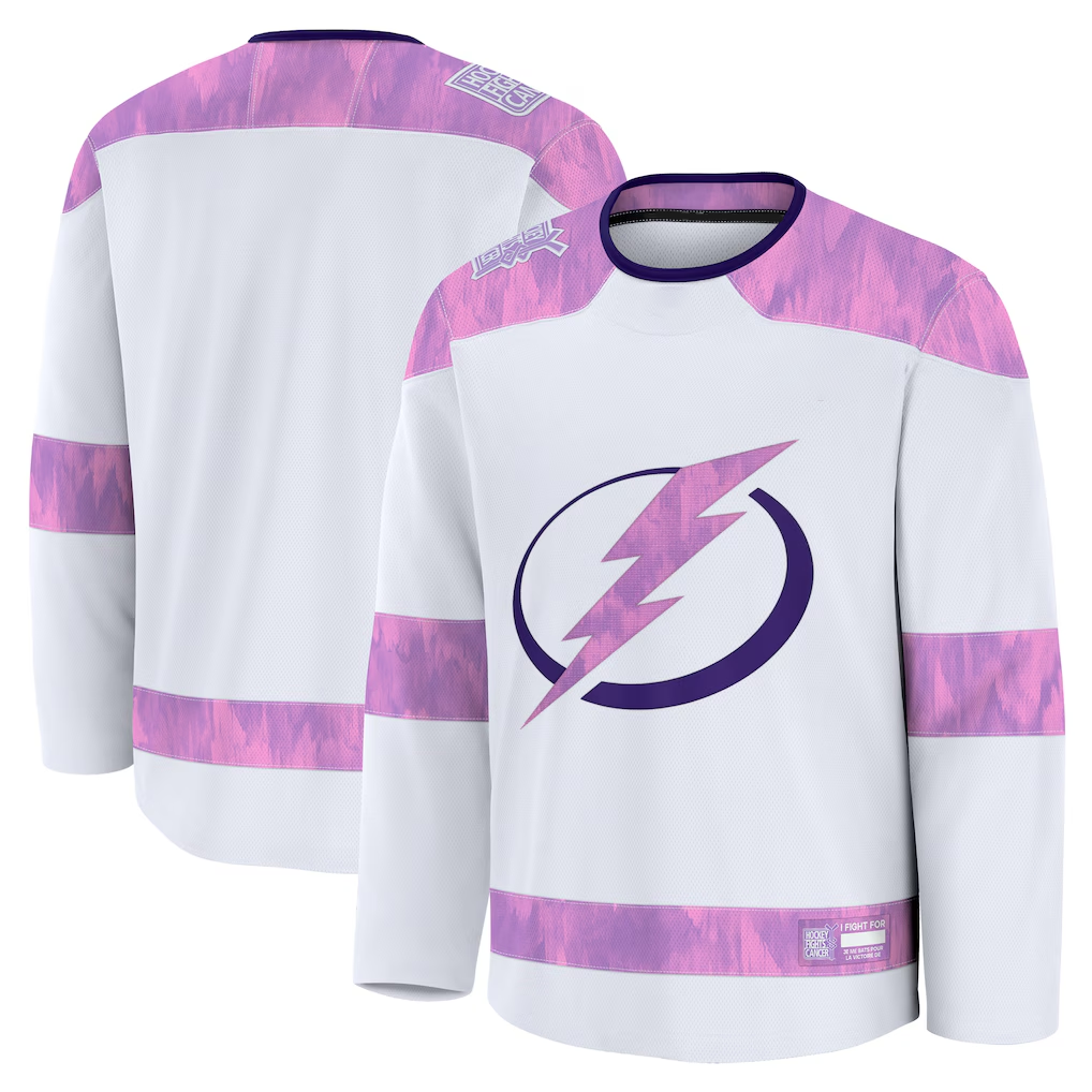 Pouc TB.Lightning White 2024 Hockey Fights Cancer Practice Jerseys