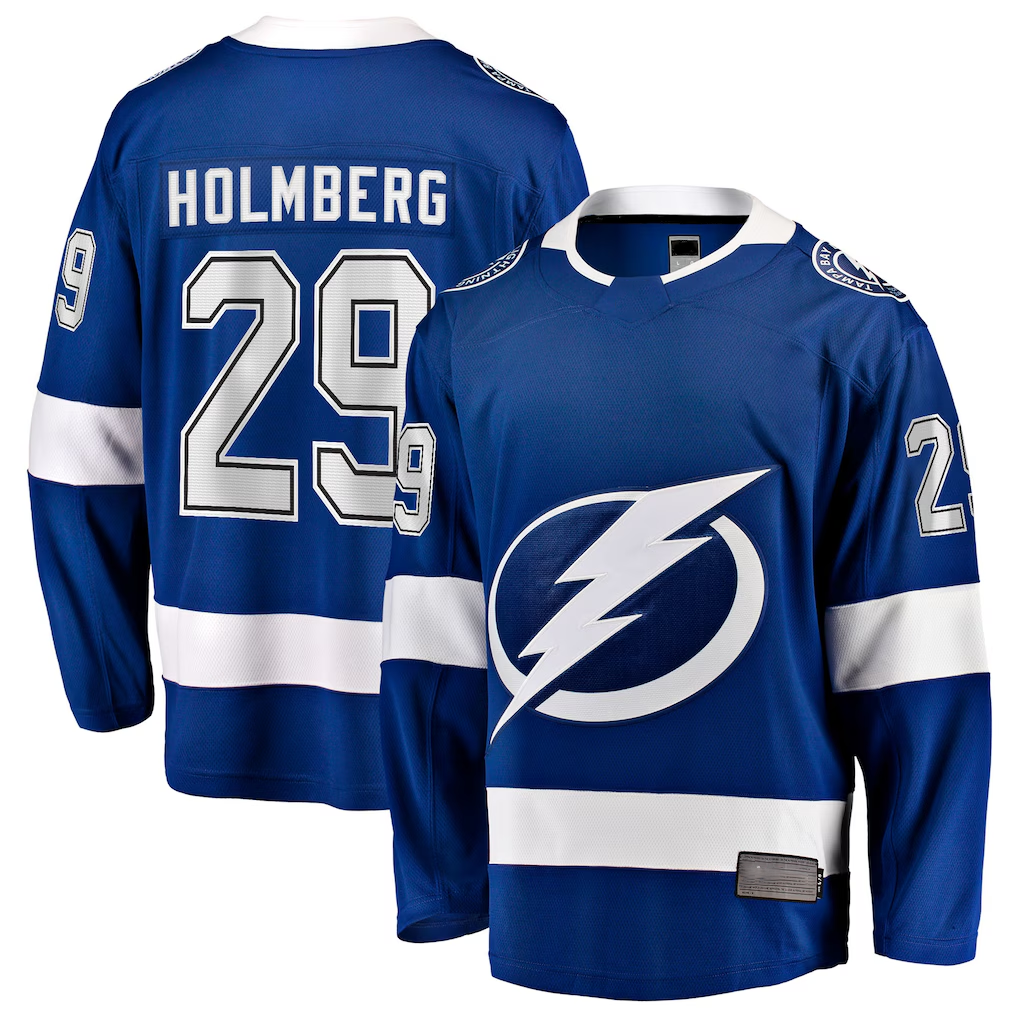Pouc TB.Lightning #29 Pontus Holmberg Blue Home Breakaway Player Jerseys