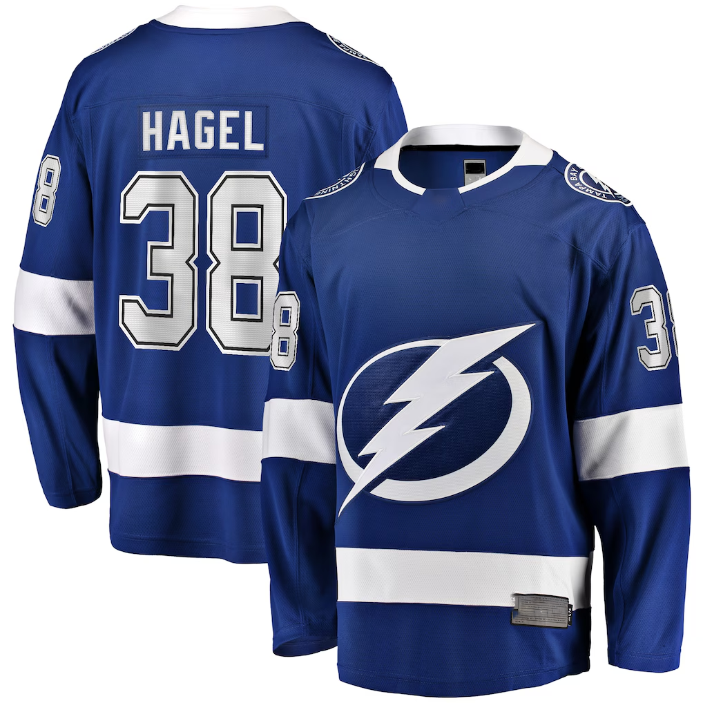 Pouc TB.Lightning #38 Brandon Hagel Blue Home Breakaway Player Jerseys