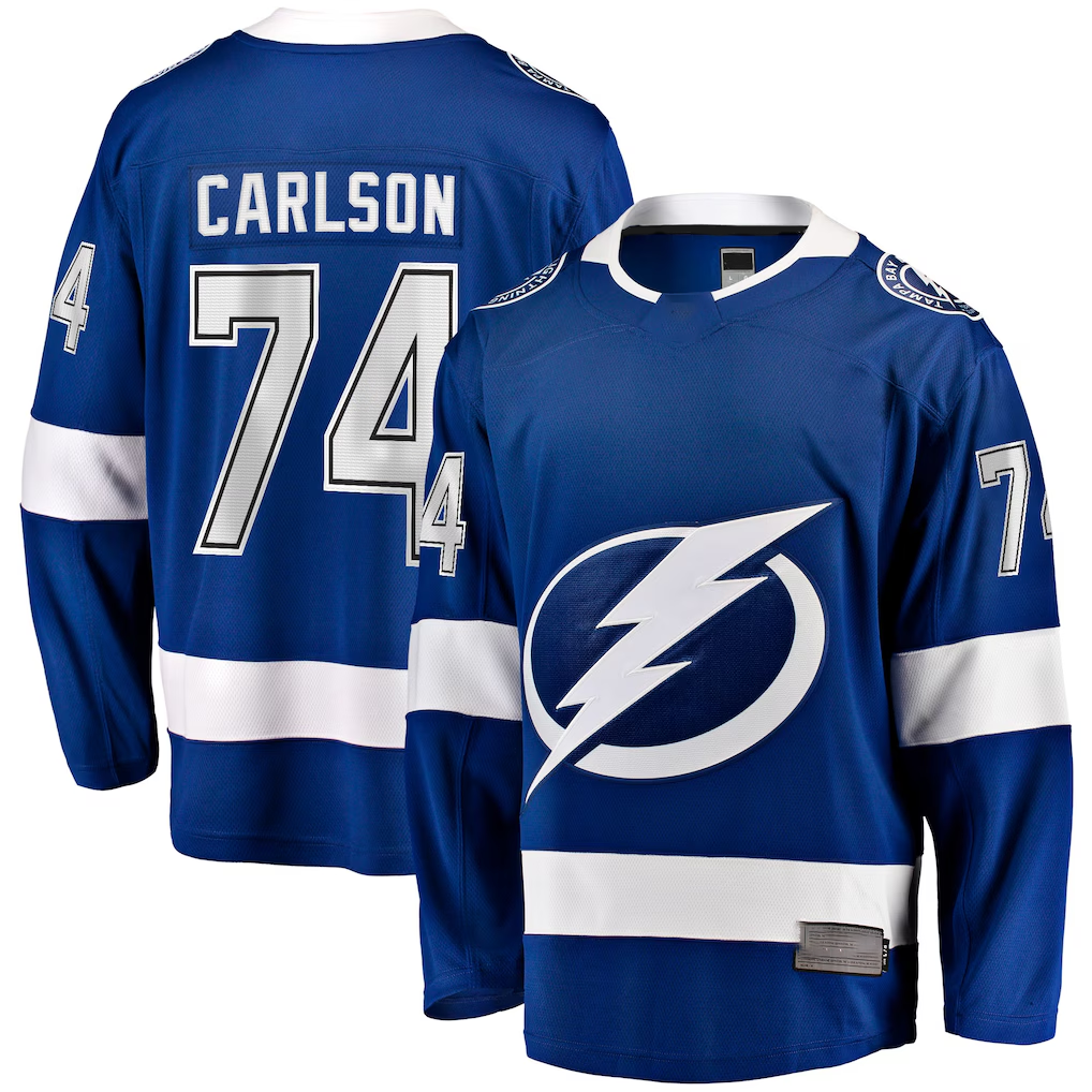 Pouc TB.Lightning #74 John Carlson Blue Home Breakaway Jerseys