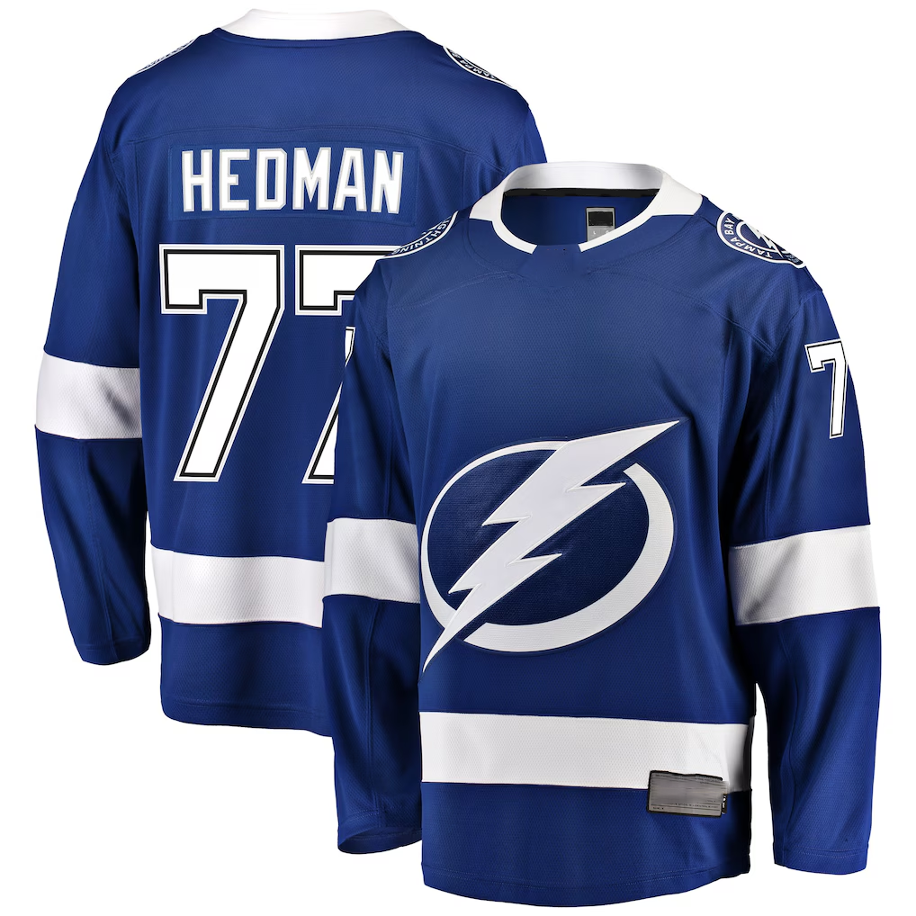 Pouc TB.Lightning #77 Victor Hedman Blue Home Breakaway Jerseys