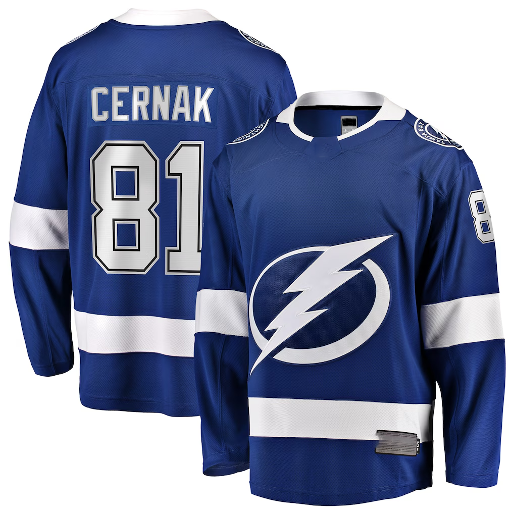 Pouc TB.Lightning #81 Erik Cernak Blue Home Breakaway Player Jerseys