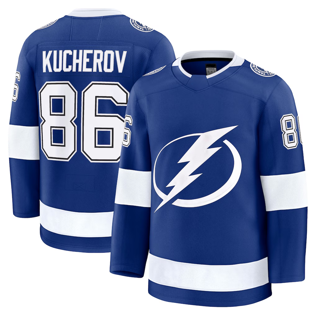 Pouc TB.Lightning #86 Nikita Kucherov Blue Home Premium Jerseys