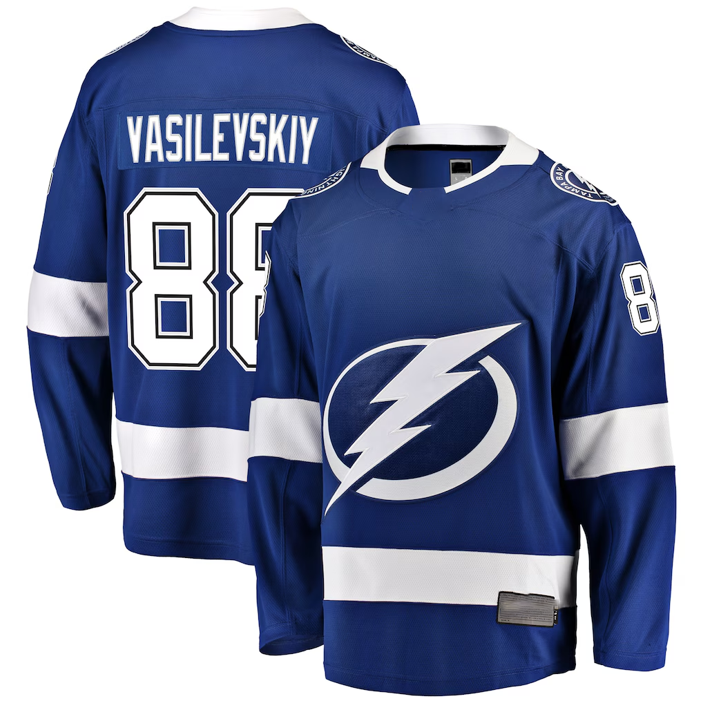 Pouc TB.Lightning #88 Andrei Vasilevskiy Blue Home Premium Jerseys