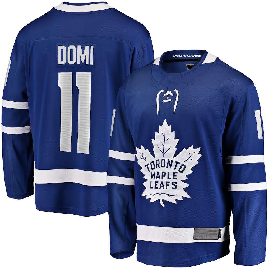 Pouc T.Maple Leafs #11 Max Domi Blue Home Breakaway Jerseys