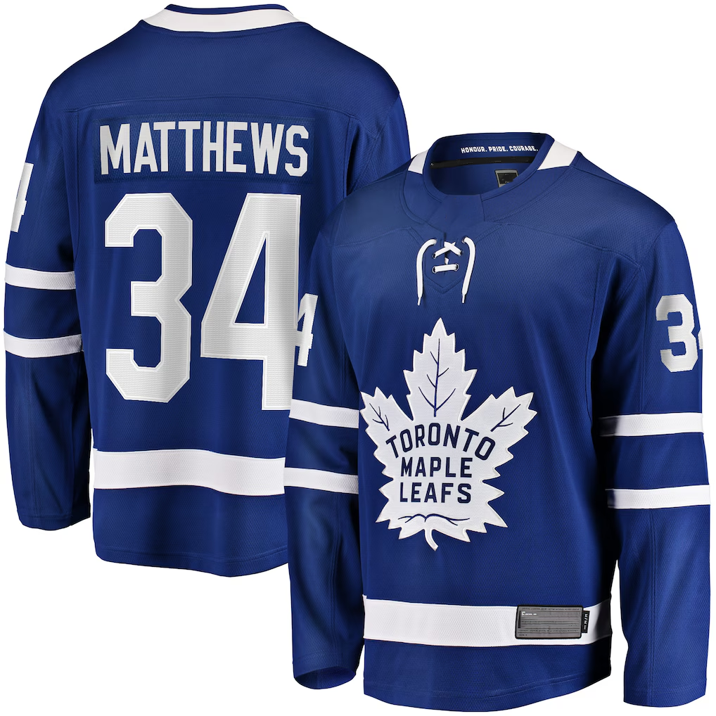 Pouc T.Maple Leafs #34 Auston Matthews Blue Home Breakaway Jerseys