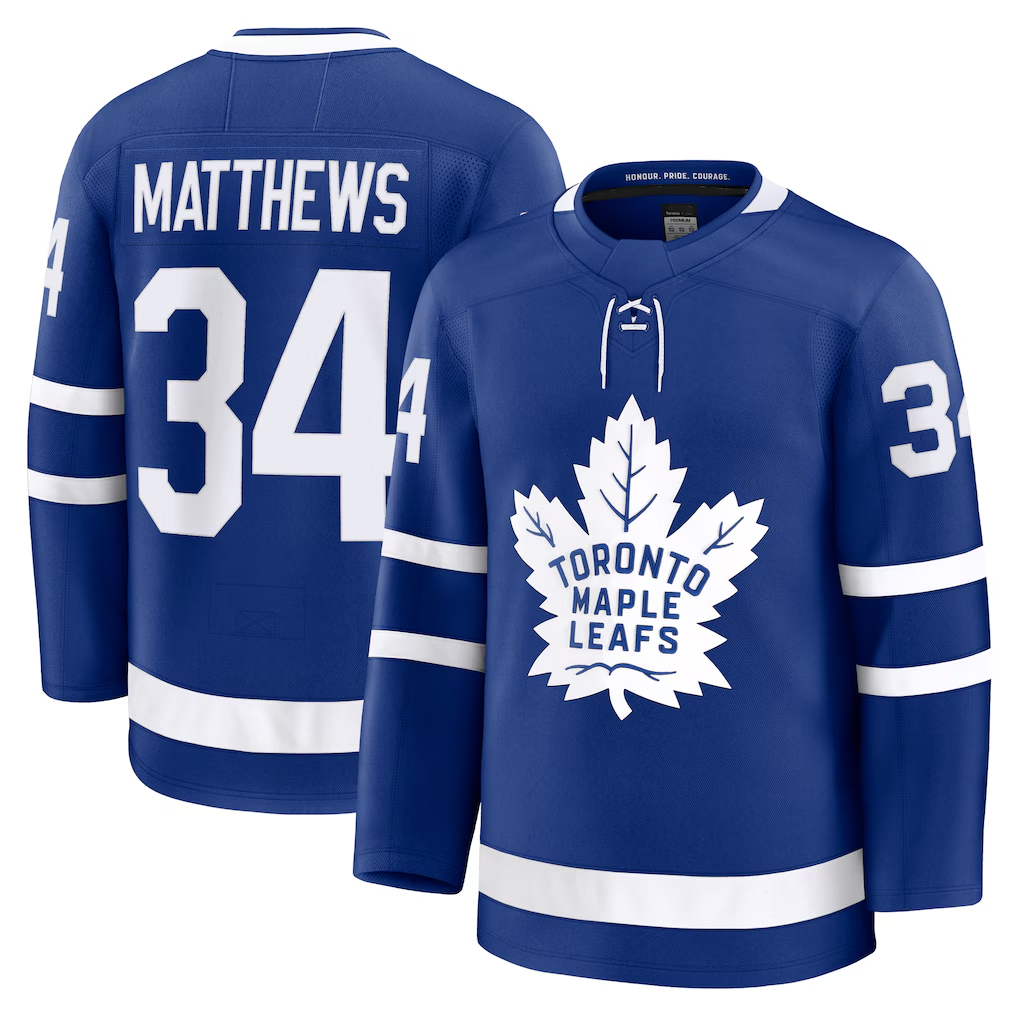 Pouc T.Maple Leafs #34 Auston Matthews Blue Home Premium Jerseys