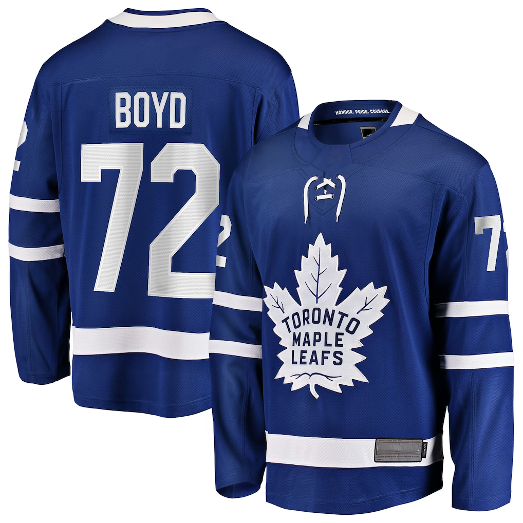 Pouc T.Maple Leafs #72 Travis Boyd Blue Home Breakaway Jerseys