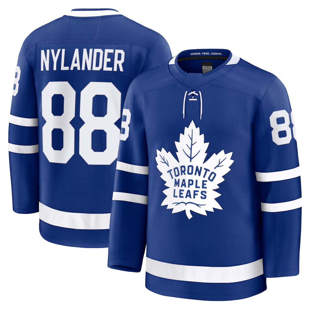 Pouc T.Maple Leafs #88 William Nylander Blue Home Premium Jerseys