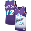 Pouc U.Jazz #12 John Stockton Mitchell & Ness Purple Hardwood Classics Swingman Jerseys