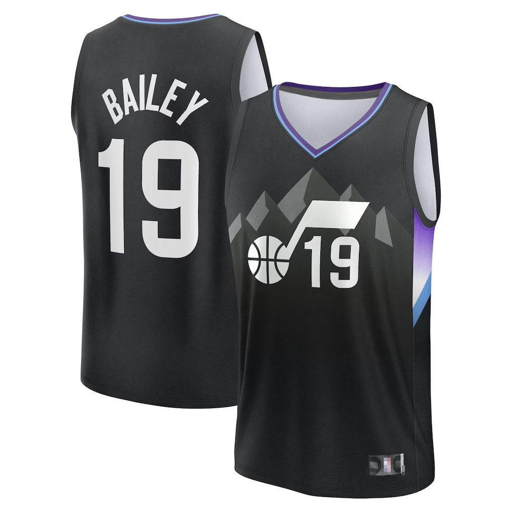 Pouc U.Jazz #19 Ace Bailey Fanatics Black 2025 Draft First Round Pick Fast Break Replica Jerseys - Statement Edition