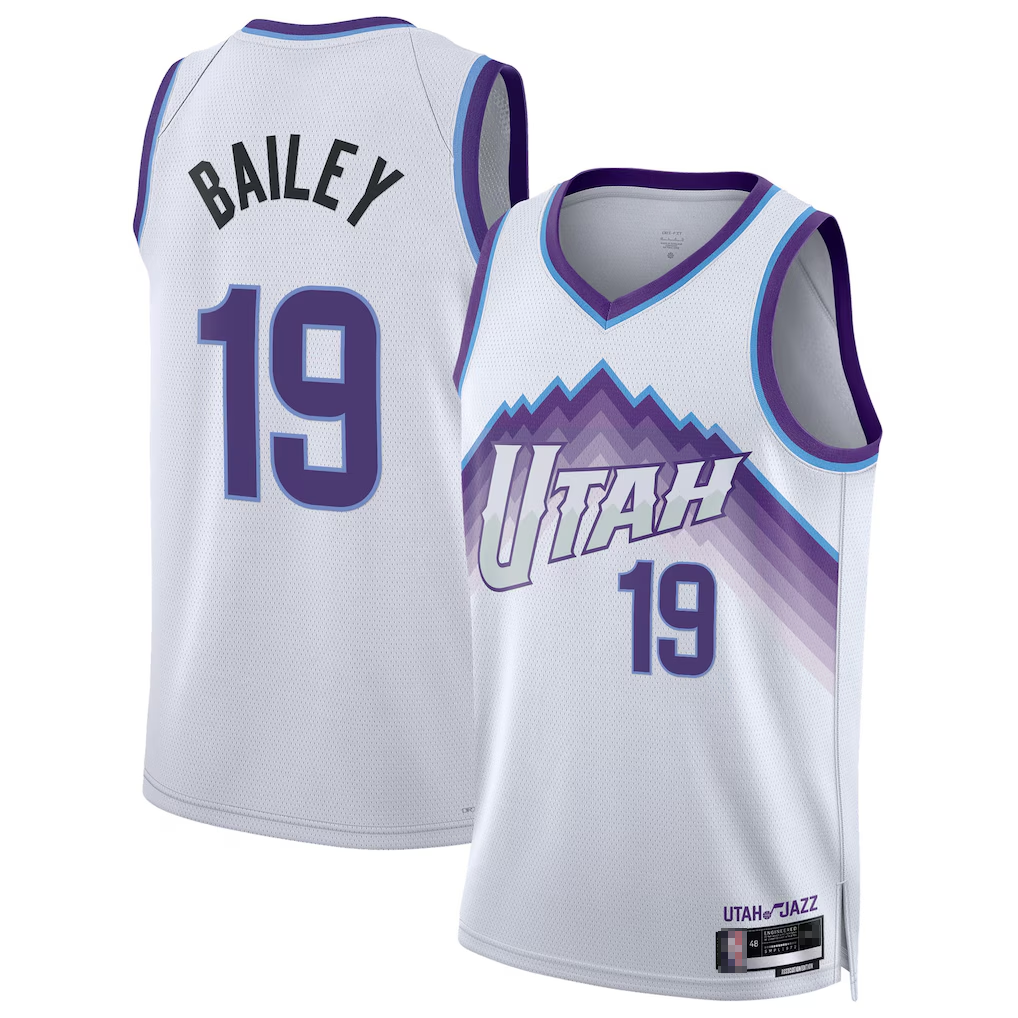 Pouc U.Jazz #19 Ace Bailey White Swingman Jerseys- Association Edition