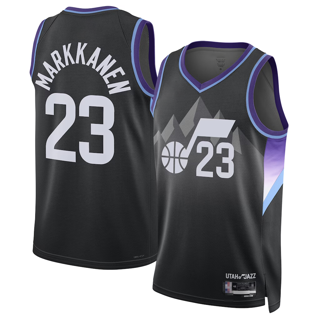 Pouc U.Jazz #23 Lauri Markkanen Black 2024-2025 Swingman Jerseys - Statement Edition