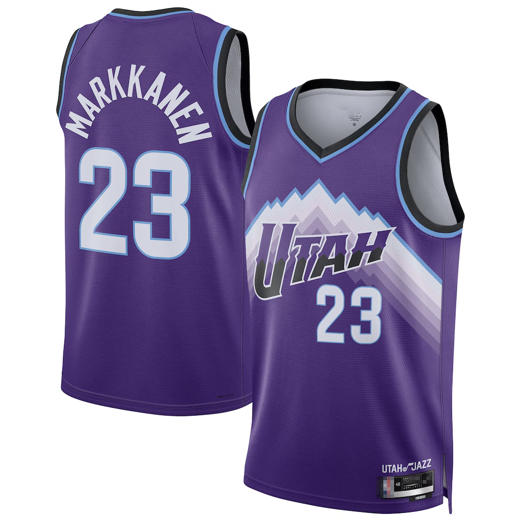 Pouc U.Jazz #23 Lauri Markkanen Purple Swingman Jerseys - Icon Edition
