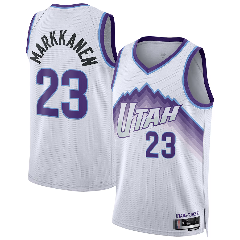 Pouc U.Jazz #23 Lauri Markkanen White Swingman Jerseys - Association Edition