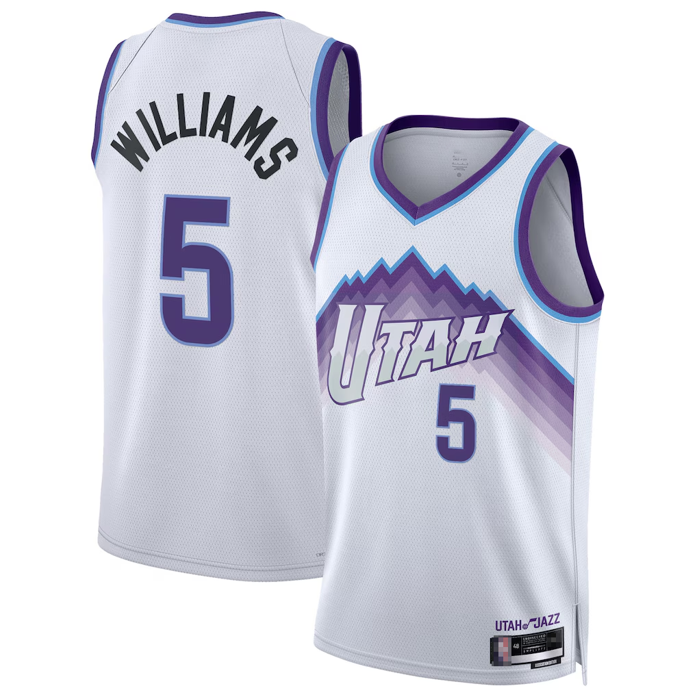 Pouc U.Jazz #5 Cody Williams White Swingman Jerseys - Association Edition