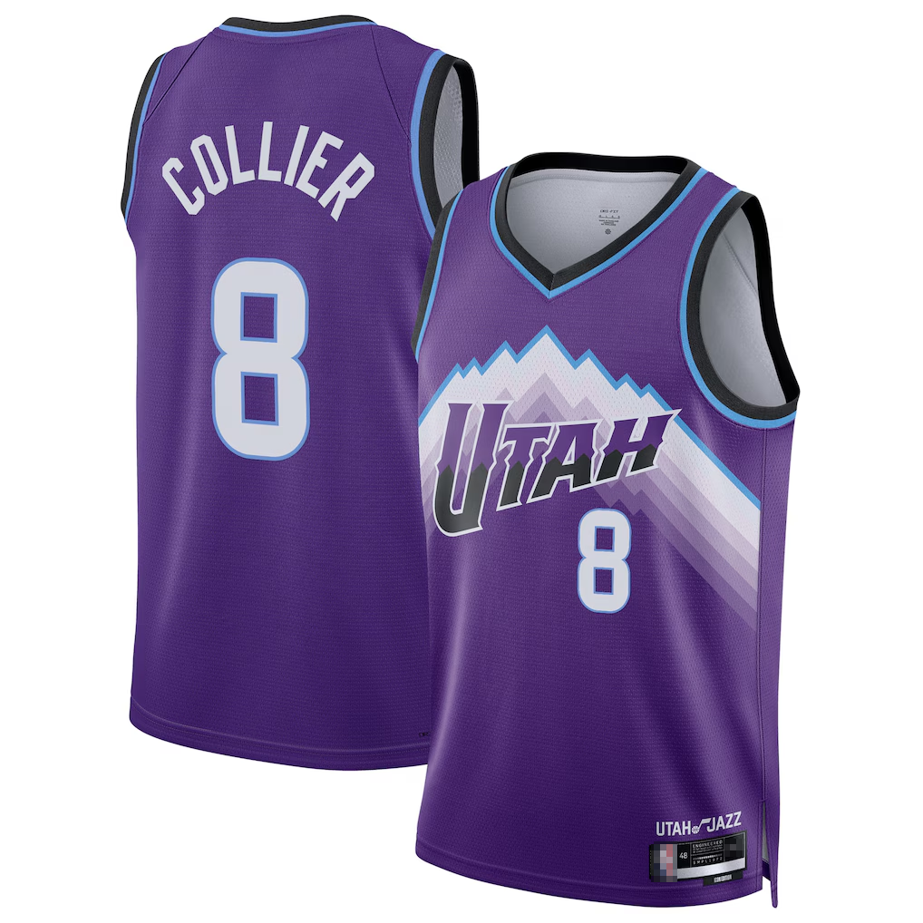 Pouc U.Jazz #8 Isaiah Collier Purple Swingman Jerseys - Icon Edition