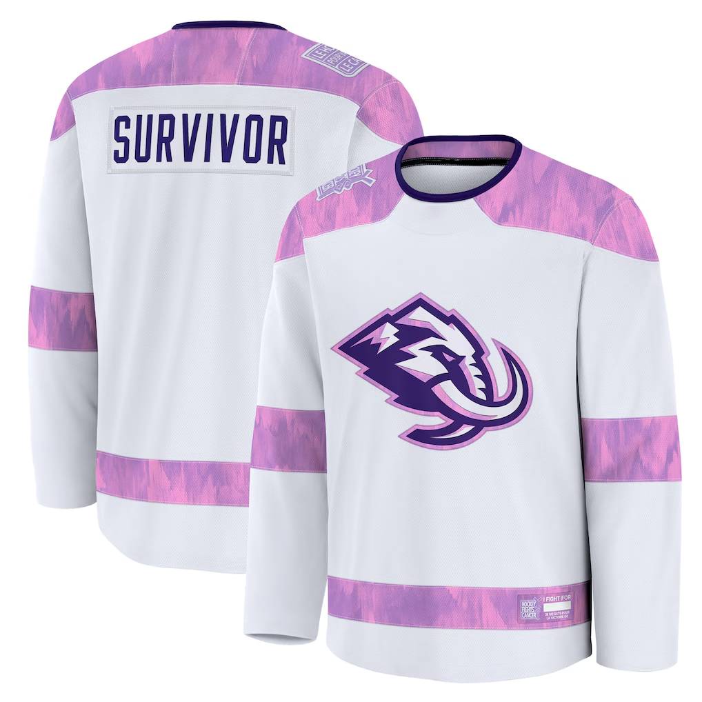 Pouc U.Mammoth White Hockey Fights Cancer Survivor Practice Jerseys