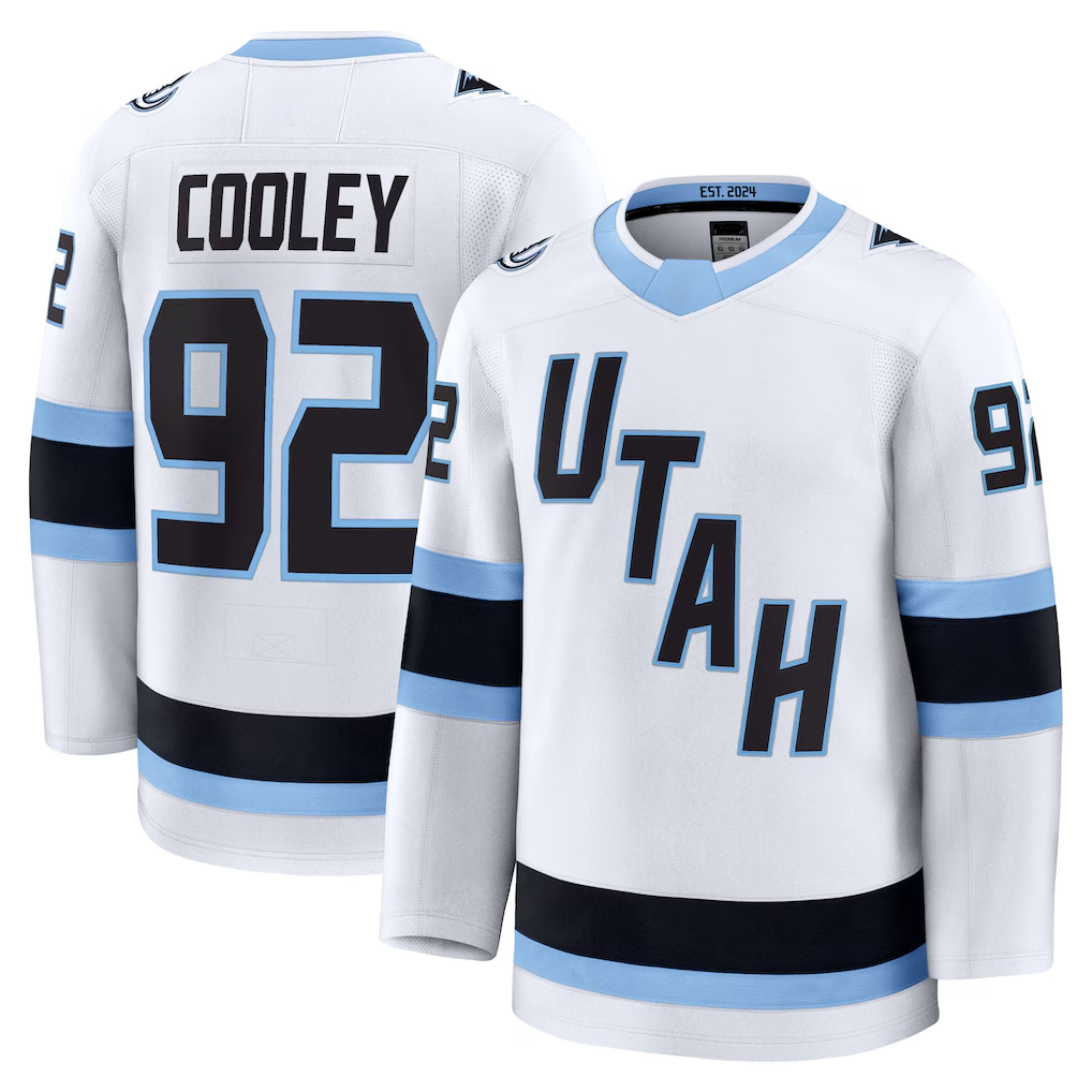 Pouc U.Mammoth #92 Logan Cooley White Away Premium Player Jerseys