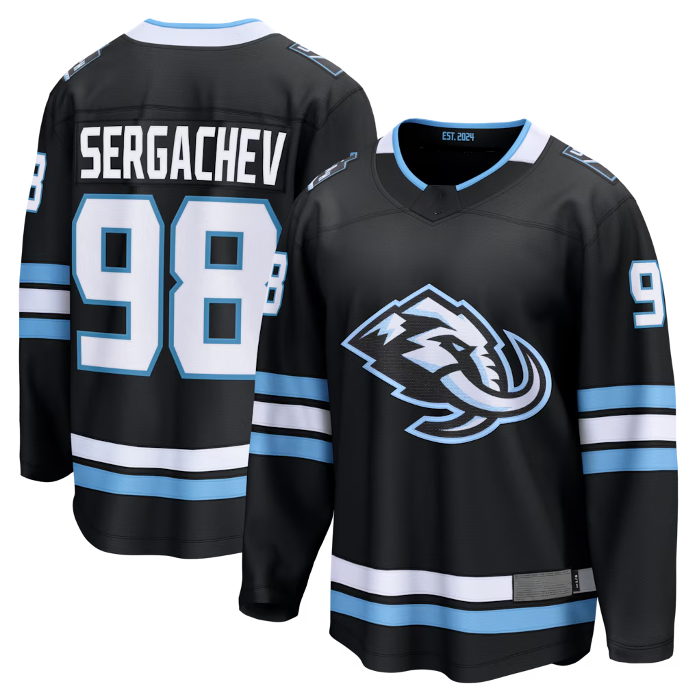 Pouc U.Mammoth #98 Mikhail Sergachev Black Home Breakaway Player Jerseys