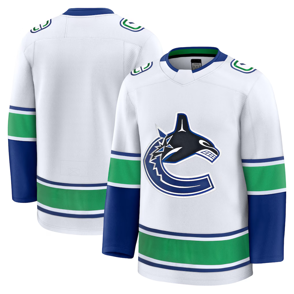 Pouc V.Canucks White Away Premium Jerseys