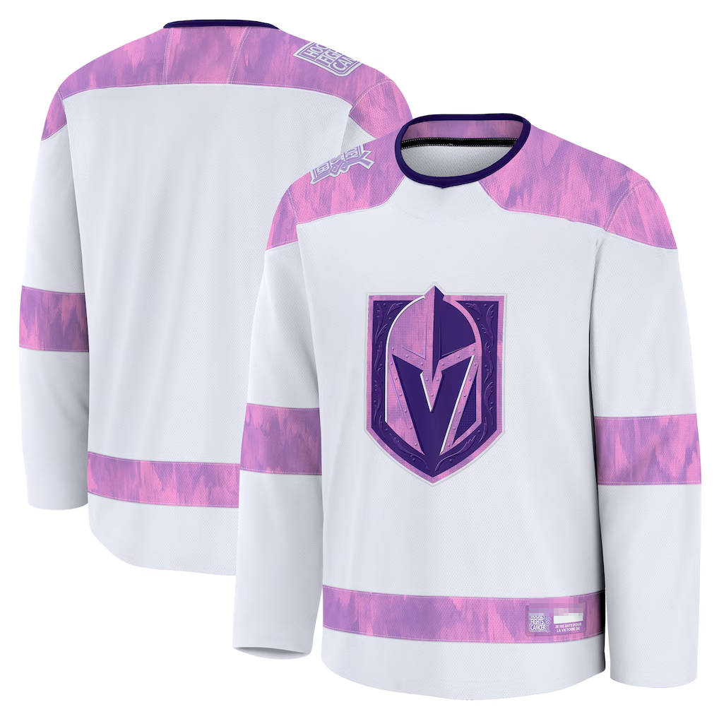 Pouc V.Golden Knights White 2024 Hockey Fights Cancer Practice Jerseys