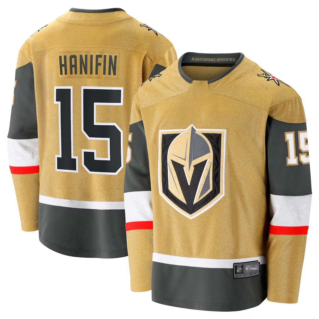 Pouc V.Golden Knights #15 Noah Hanifin Gold Home Breakaway Jerseys