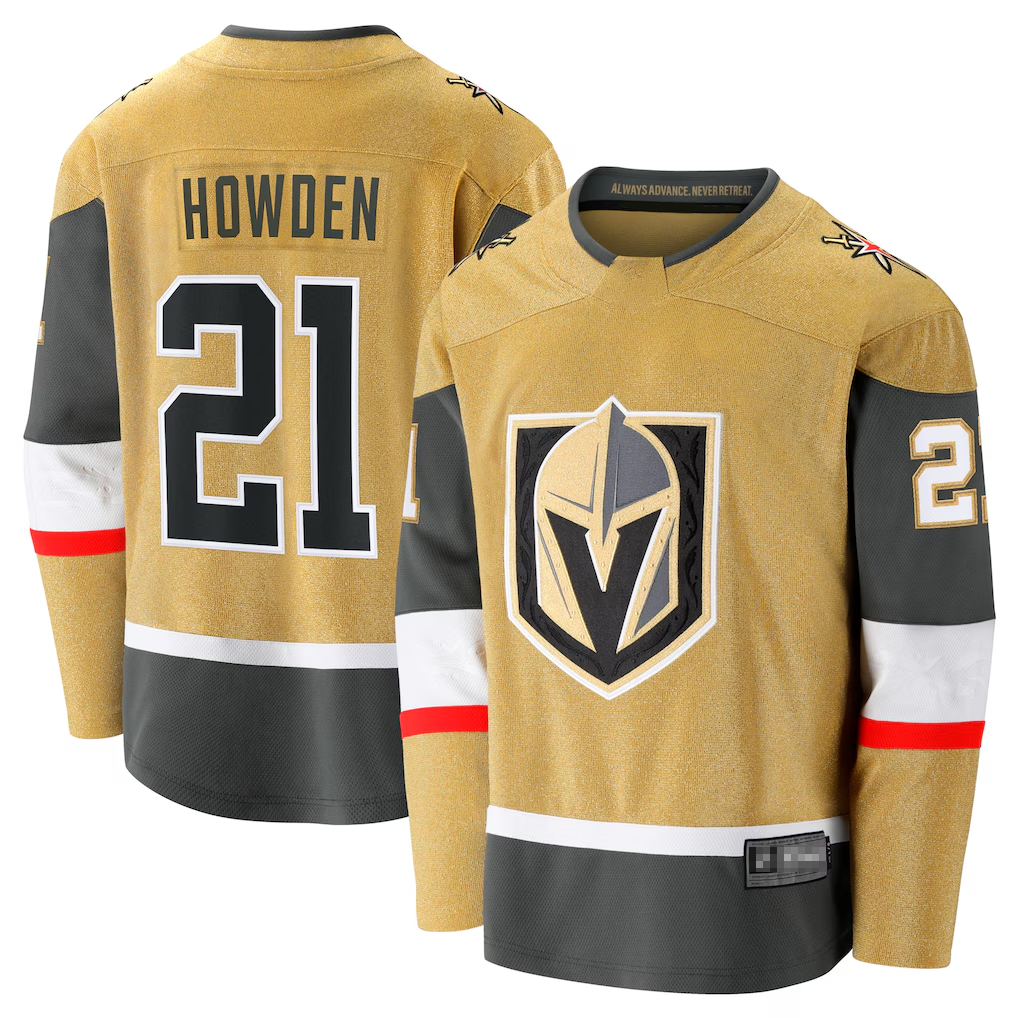 Pouc V.Golden Knights #21 Brett Howden Gold Home Premier Breakaway Player Jerseys