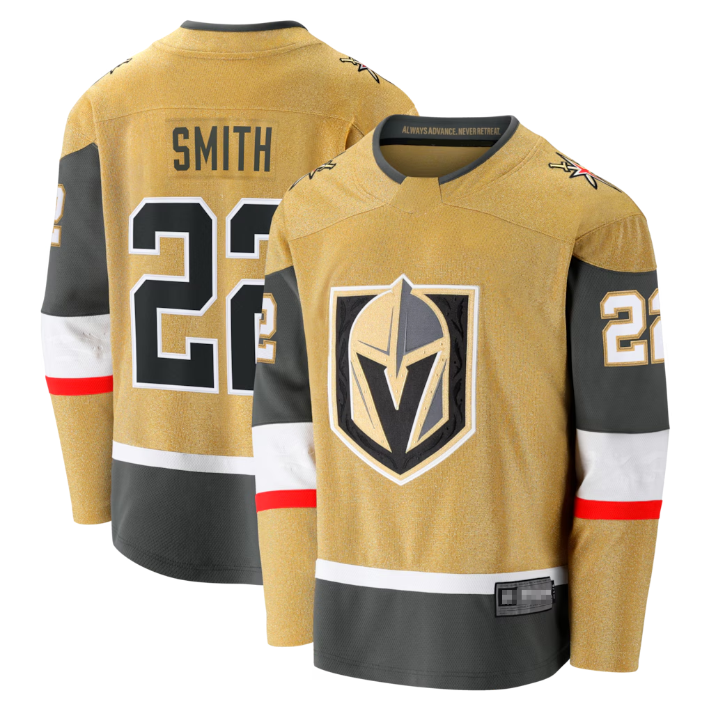 Pouc V.Golden Knights #22 Cole Smith Gold Home Breakaway Jerseys