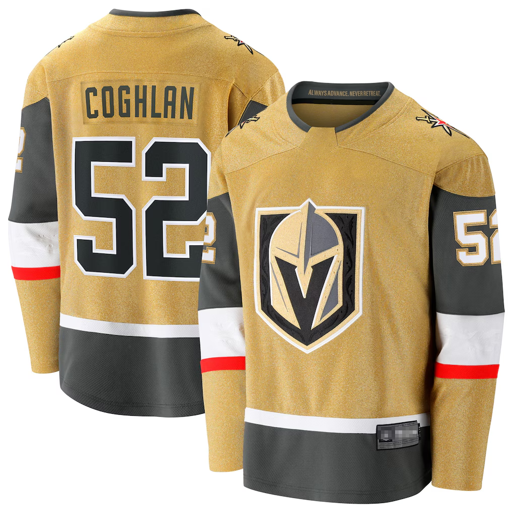 Pouc V.Golden Knights #52 Dylan Coghlan Gold Home Breakaway Jerseys