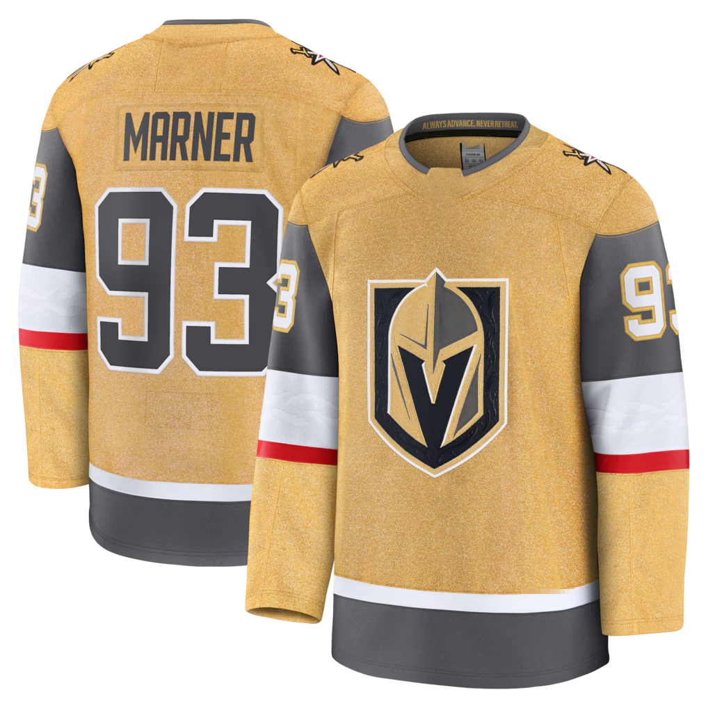 Pouc V.Golden Knights #93 Mitch Marner Gold Home Premium Jerseys