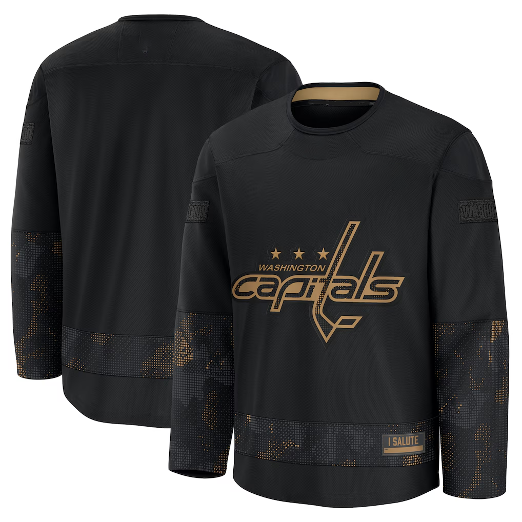 Pouc W.Capitals Black 2024 Military Appreciation Practice Jerseys
