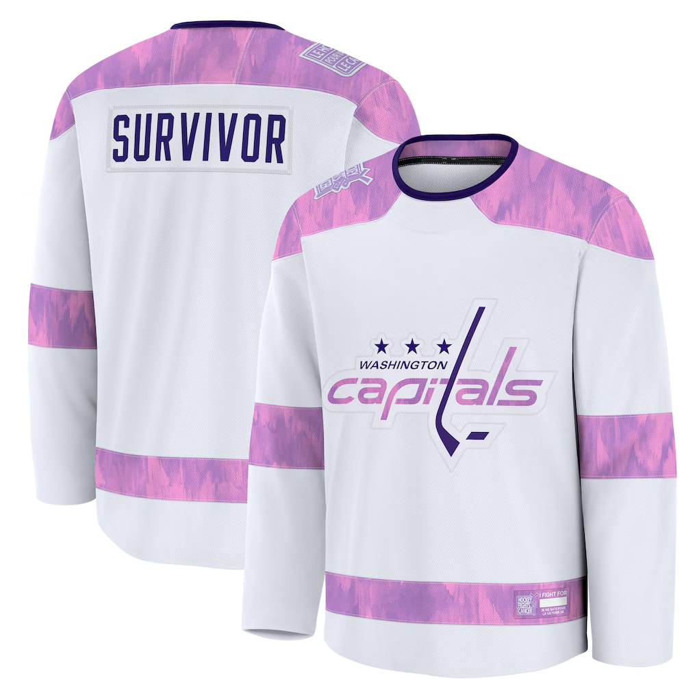 Pouc W.Capitals White Hockey Fights Cancer Survivor Practice Jerseys