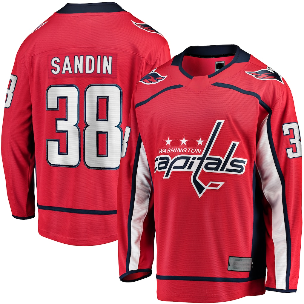 Pouc W.Capitals #38 Rasmus Sandin Red Home Breakaway Jerseys