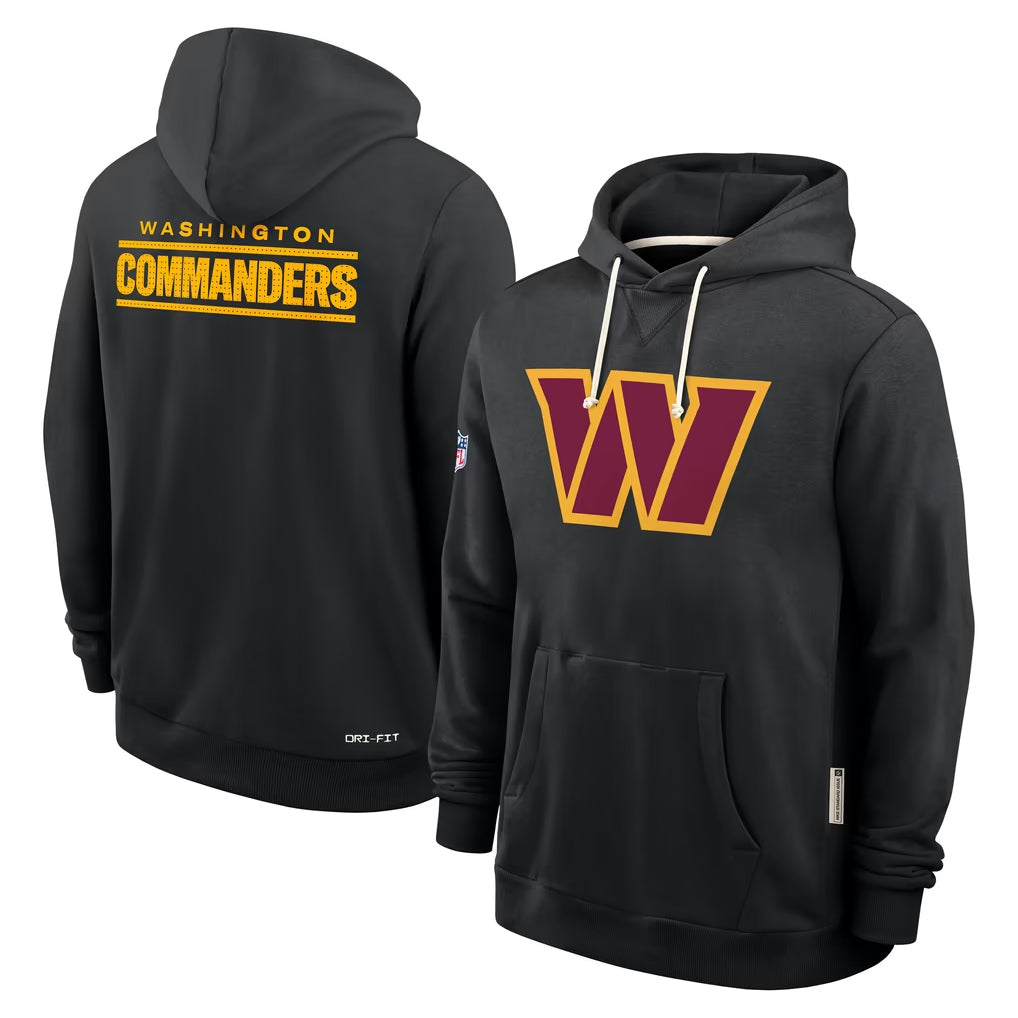 Pouc W.Commanders Gray LOGO Performance Pullover Hoodies Game Blank Player Stitched Jerseys