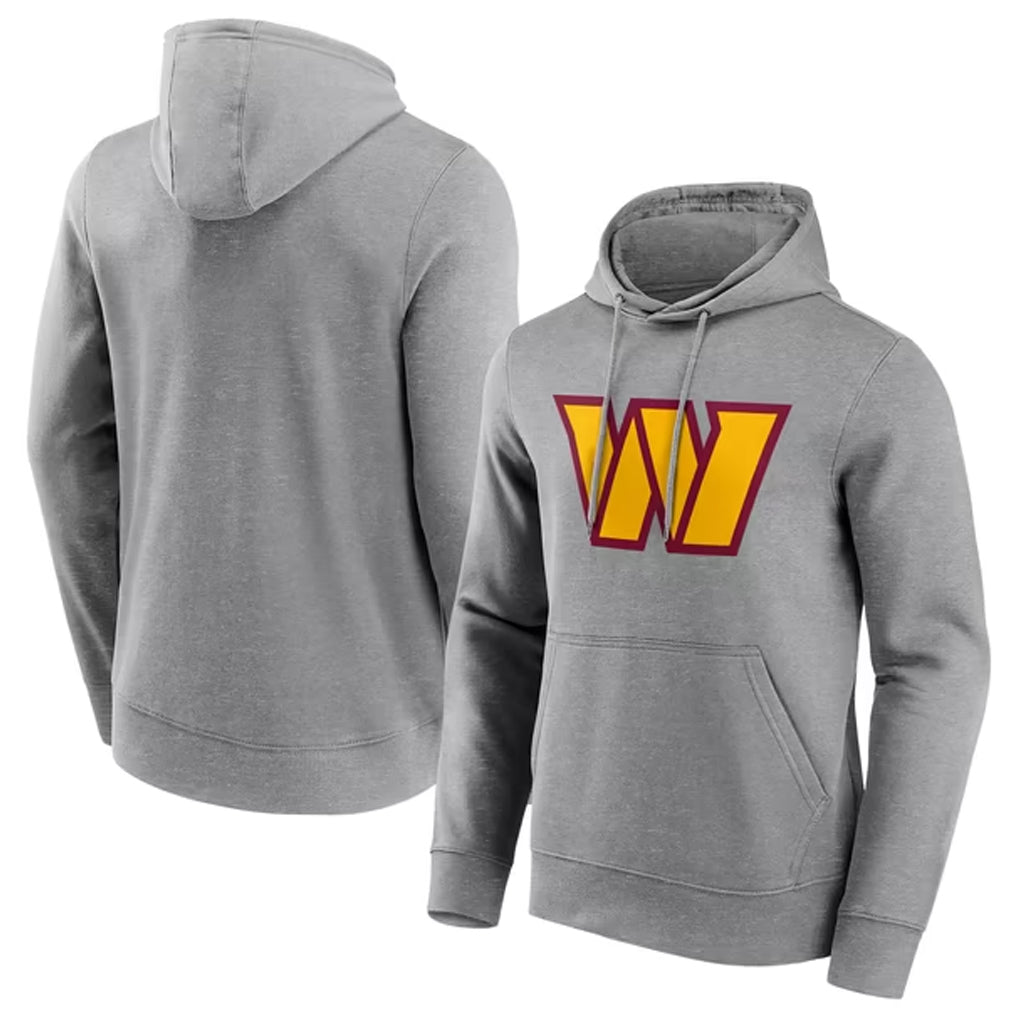 Pouc W.Commanders Gray LOGO Pullover Hoodies Game Blank Player Stitched Jerseys