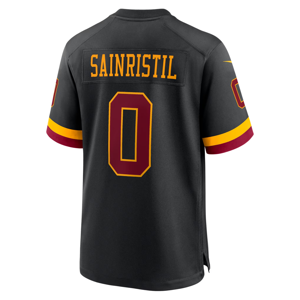 Pouc W.Commanders #0 Mike Sainristil Black Hail Raiser Alternate Game Stitched Jersey
